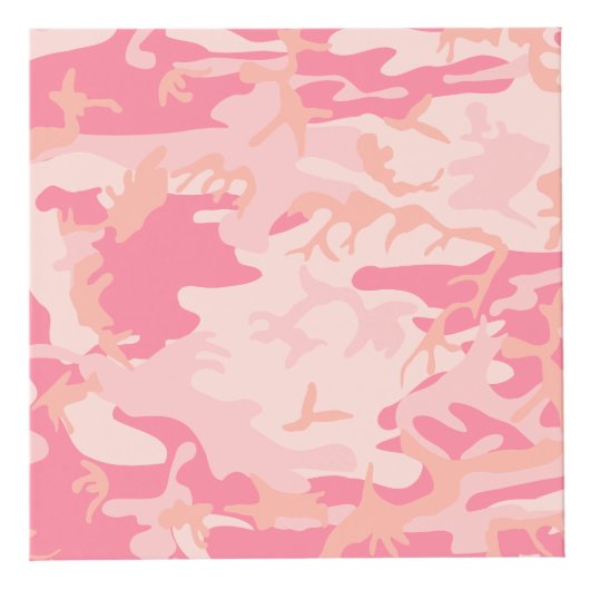 ピンクの迷彩パターン、お名前、パーソナライズ フォトキューブ (正面)