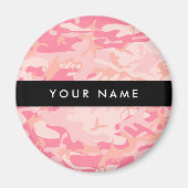 ピンクの迷彩パターン、お名前、パーソナライズ マグネット (正面)