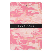 ピンクの迷彩パターン、お名前、パーソナライズ ミニクリップボード (裏面)