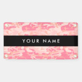 ピンクの迷彩パターン、お名前、パーソナライズ 横断幕 (横)