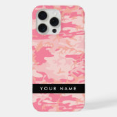 ピンクの迷彩パターン、お名前、パーソナライズ iPhoneケース (裏面)