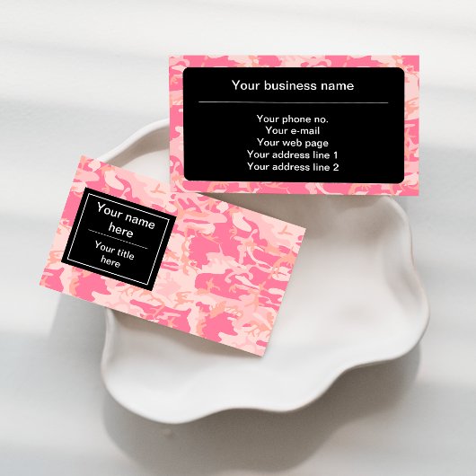 ピンクの迷彩パターン、軍隊、陸軍 名刺