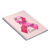 ピンクの迷彩リボン信仰スパイラルノートブック ノートブック (右側)