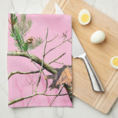 ピンクの迷彩柄のカムフラージュの狩りの台所皿タオル キッチンタオル (四つ折り)