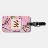 ピンクの迷彩柄のカムフラージュの狩りの女の子の実質の荷物のラベル ラゲッジタグ (正面横)