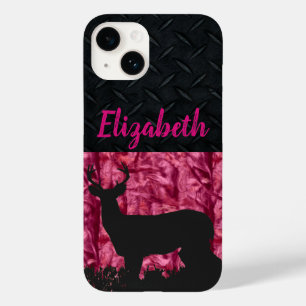 ピンクの迷彩柄のシカの女性の一流の例 Case-Mate iPhone 14ケース