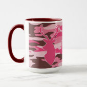 ピンクの迷彩柄のシカの頭部 マグカップ (左)