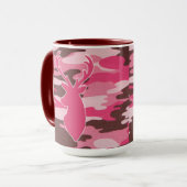 ピンクの迷彩柄のシカの頭部 マグカップ (正面左)
