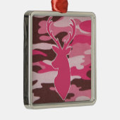 ピンクの迷彩柄のシカの頭部 メタルオーナメント (右)
