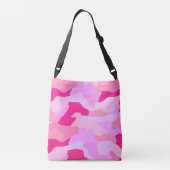 ピンクの迷彩柄パターン クロスボディバッグ (裏面)