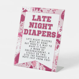 ピンクの迷彩柄パーティー装飾おむつ赤ちゃんシャワー 台座サイン