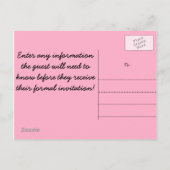 ピンクの迷彩柄日付の保存 案内ポストカード (裏面)