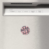 ピンクの迷彩:クラシックヴィンテージパターン マグネット (インサイチュ (食洗機))