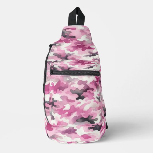 ピンクの迷彩 スリングバッグ (正面)