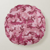 ピンクの迷彩 ラウンドクッション (正面)