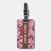 ピンクの迷彩 ラゲッジタグ (正面縦)