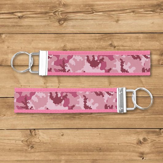 ピンクの迷彩 リストバンドキーホルダー