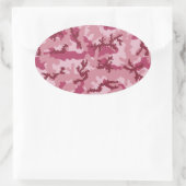 ピンクの迷彩 楕円形シール (バッグ)