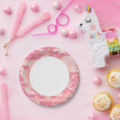 ピンクの迷彩。迷彩柄 ペーパープレート (パーティー)