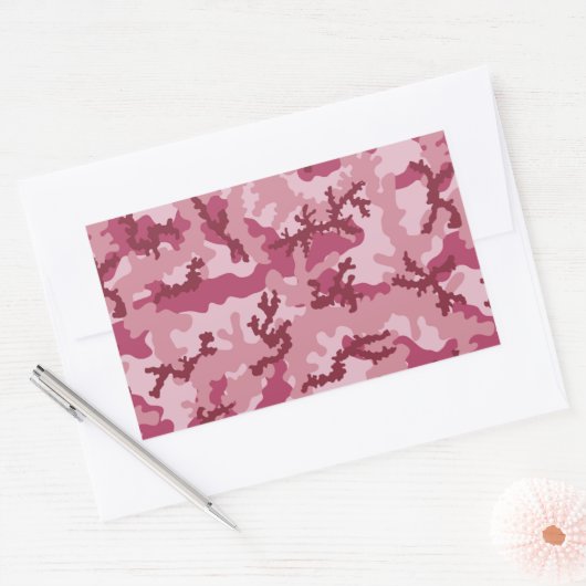 ピンクの迷彩 長方形シール (封筒)
