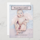 ピンクの透明物箱の誕生の発表 案内状 (正面/裏面)