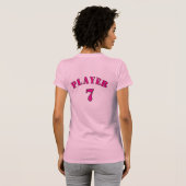 ピンクの選手で名前と番号を付ける Tシャツ (裏面フル)
