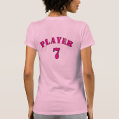 ピンクの選手で名前と番号を付ける Tシャツ (裏面)