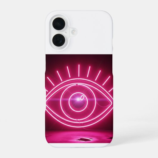 ピンクの邪眼ネオンサイン グロー iPhone 16ケース (裏面)