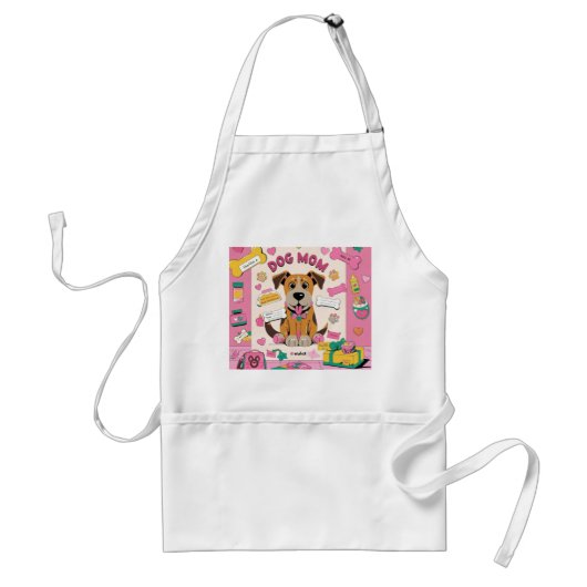 ピンクの部屋の漫画の子犬のママ スタンダードエプロン (正面)