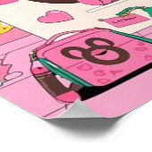 ピンクの部屋の漫画の子犬のママ ポスター (角)