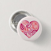 ピンクの部族のタトゥーハートのシンボルガーリーラブアート 缶バッジ (正面&裏面)