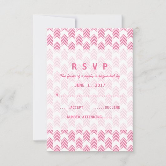 ピンクの部族の矢印の応答カード 出欠カード (正面)