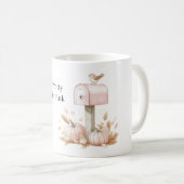ピンクの郵便箱のかぼちゃと鳥 コーヒーマグカップ (正面右)