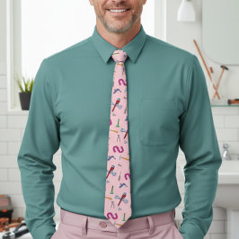 ピンクの配管のプロの配管工パパのネクタイ ネクタイ