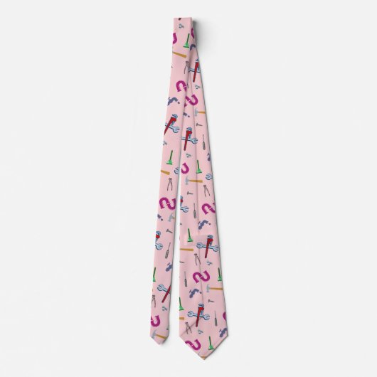 ピンクの配管のプロの配管工パパのネクタイ ネクタイ (裏面)