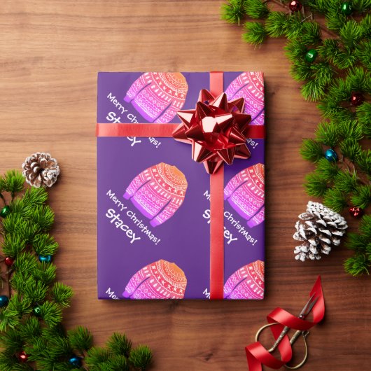 ピンクの醜いクリスマスセーターパターカスタムンの休日 ラッピングペーパー (クリスマスギフト)