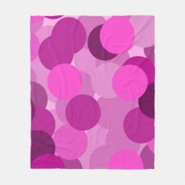 ピンクの重なり合う円パターン フリースブランケット