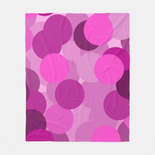 ピンクの重なり合う円パターン フリースブランケット (正面)