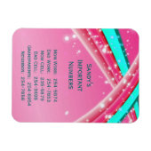 ピンクの重要な電話番号マグネット マグネット (横)