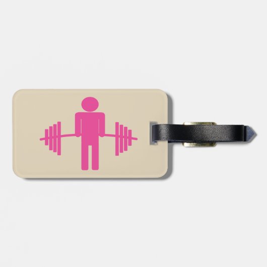 ピンクの重量挙げの荷物のラベル ラゲッジタグ (裏面横)