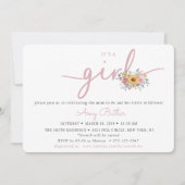 ピンクの野の花のベビーシャワー招待状 招待状 (正面)