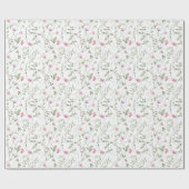 ピンクの野の花の水彩画 ラッピングペーパー (フラット)