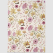 ピンクの野の花の水彩画  薄葉紙 (正面)