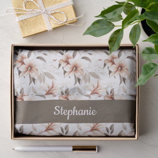 ピンクの野の花の水彩画 薄葉紙 (ギフト)