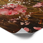 ピンクの野の花の風景画 ポスター (角)