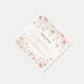 ピンクの野の花の1歳の誕生日ナプキン スタンダードカクテルナプキン (角)
