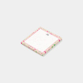 ピンクの野の花モノグラム入り名入れデザイン ポストイット (アングル)