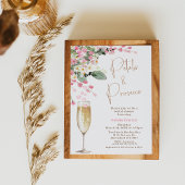 ピンクの野の花 ペタル プロセッコ ブライダルシャワー 招待状