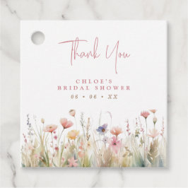 ピンクの野の花 感謝の気持ちを込めて 花嫁のシャワー フェイバータグ