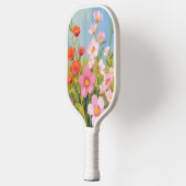 ピンクの野の花 | 水彩花の絵画 ピックルボールラケット (左)